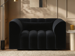 SOLACE+CO Halle Channel Tufted Loveseat Black Velvet - thumbnail 2