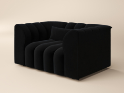 SOLACE+CO Halle Channel Tufted Loveseat Black Velvet - thumbnail 3