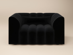 SOLACE+CO Halle Channel Tufted Loveseat Black Velvet - thumbnail 4