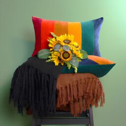 Furn Rainbow 30 x 50cm Cushion Cover Multi Jewel Cotton Velvet - thumbnail 1