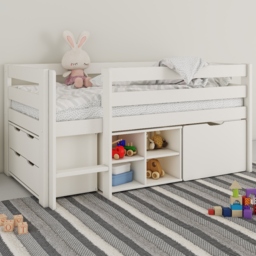 Noomi Mid Sleeper Shorty Storage Bed White (FSC-Certified)