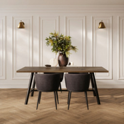 LPD Louie Dining Table with Curve Velvet Dining Chairs Black Wood Effect-Table + 4 Chairs - thumbnail 1
