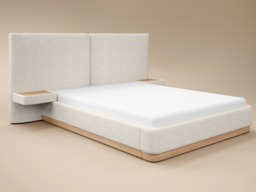 SOLACE+CO Vera Bed Frame with Integrated Bedside Tables Cream Double - thumbnail 4