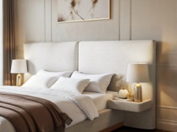 SOLACE+CO Vera Bed Frame with Integrated Bedside Tables Cream Double - thumbnail 3