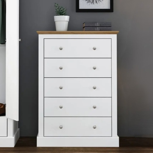 LPD Devon White & Oak 5 Drawer Chest - image 1