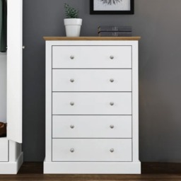 LPD Devon White & Oak 5 Drawer Chest - thumbnail 1