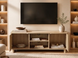 SOLACE+CO Velmor 120cm Ribbed TV Unit with Storage Oak - thumbnail 3