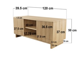 SOLACE+CO Velmor 120cm Ribbed TV Unit with Storage Oak - thumbnail 6
