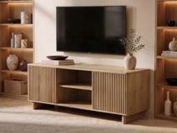 SOLACE+CO Velmor 120cm Ribbed TV Unit with Storage Oak - thumbnail 2