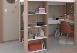 Parisot Shelter High Sleeper Bed with Desk & Wardrobe, Oak - thumbnail 4