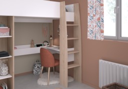 Parisot Shelter High Sleeper Bed with Desk & Wardrobe, Oak - thumbnail 3