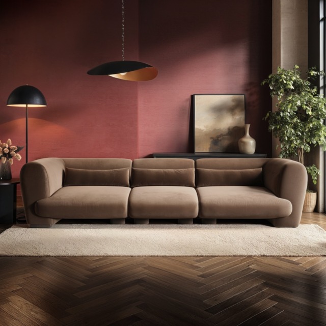 SOLACE+CO Maddox 4 Seater Chocolate Velvet Sofa - image 1