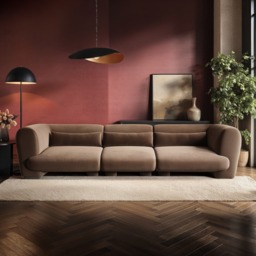 SOLACE+CO Maddox 4 Seater Chocolate Velvet Sofa - thumbnail 1
