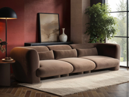 SOLACE+CO Maddox 4 Seater Chocolate Velvet Sofa - thumbnail 2