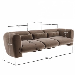 SOLACE+CO Maddox 4 Seater Chocolate Velvet Sofa - thumbnail 5