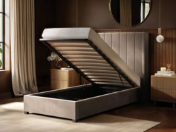 Flair Tiggy Single Ottoman Bed Velvet Beige - thumbnail 2