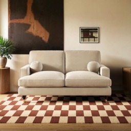 SOLACE+CO Addison 2 Seater Sofa with Caster Legs Beige Velvet