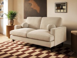 SOLACE+CO Addison 2 Seater Sofa with Caster Legs Beige Velvet - thumbnail 2