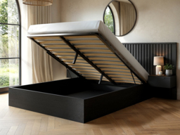 SOLACE+CO Taylor Kingsize Hotel Ottoman Bed with Side Tables Black - thumbnail 3