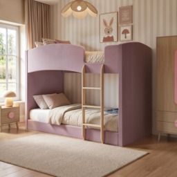 Flair Zoey Upholstered Bunk Bed Pink Velvet
