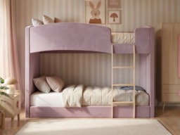 Flair Zoey Upholstered Bunk Bed Pink Velvet - thumbnail 2