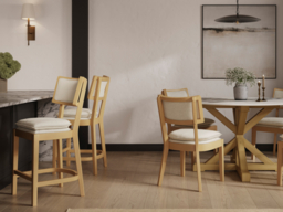 LPD Maggie Counter Stool Frost Umber Woven Fabric Wood Frame - thumbnail 2