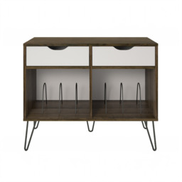 Dorel Harmony Turntable Stand With Drawers-Brown Oak