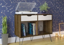 Dorel Concord Turntable Stand With Drawers-Brown Oak - thumbnail 4
