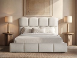 SOLACE+CO Irma Marshmallow Bed Frame Cream Chenille Double - thumbnail 2