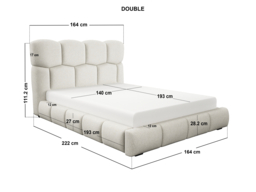 SOLACE+CO Irma Marshmallow Bed Frame Cream Chenille Double - thumbnail 7