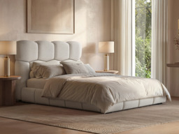 SOLACE+CO Irma Marshmallow Bed Frame Cream Chenille Double - thumbnail 3