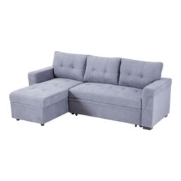 Living & Home 3-Seater Upholstered Corner Sofa Bed - thumbnail 3