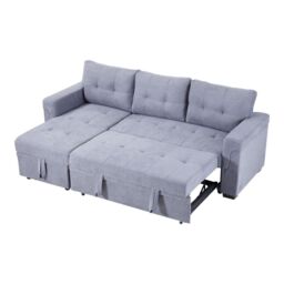 Living & Home 3-Seater Upholstered Corner Sofa Bed - thumbnail 5