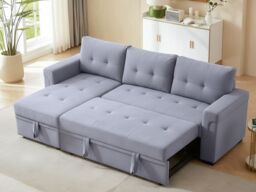 Living & Home 3-Seater Upholstered Corner Sofa Bed - thumbnail 2