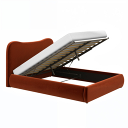 SOLACE+CO Ember Ottoman Bed Orange Velvet Double - thumbnail 4