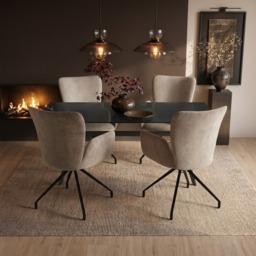 SOLACE+CO Emil Glass Dining Table with Kora Chairs Set of 4 - thumbnail 1
