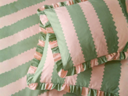 Furn Birdie Wavy Striped Ruffle Pillowcase Pair-Lemon/Sky - thumbnail 7