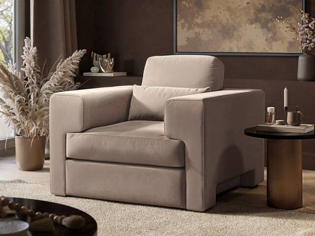 SOLACE+CO Rose Armchair in Beige Velvet - image 1