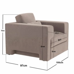SOLACE+CO Rose Armchair in Beige Velvet - thumbnail 6