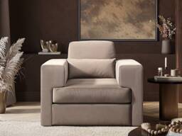 SOLACE+CO Rose Armchair in Beige Velvet - thumbnail 2