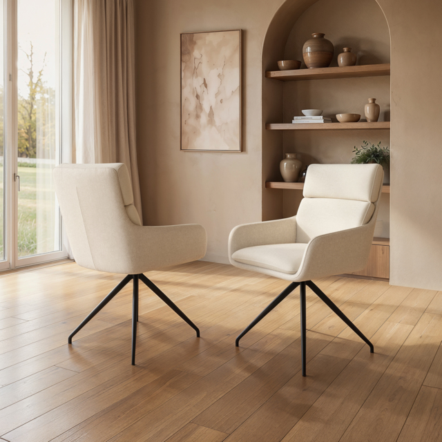SOLACE+CO Quincy Swivel Dining Chair Set of 2 Light Beige - image 1