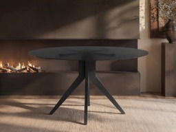 SOLACE+CO Emil Round Mottled Glass Dining Table with Kora Chairs Set of 4 - thumbnail 3