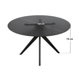 SOLACE+CO Emil Round Mottled Glass Dining Table with Kora Chairs Set of 4 - thumbnail 6