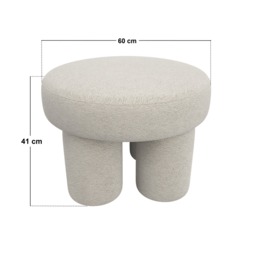 SOLACE+CO Ferro Low Round Pouffe Beige Sherpa Fleece - thumbnail 3