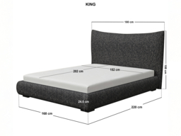 SOLACE+CO Miller Curved Headboard Bed Frame Black Chenille-Kingsize - thumbnail 7