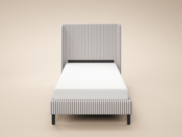 SOLACE+CO Jovanna Striped Bed with Winged Headboard Woven Fabric Brown Single - thumbnail 5