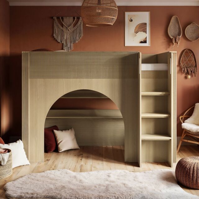 Flair Kaska Ribbed Mid Sleeper Bed Oak - image 1