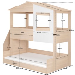 Flair Dreamland House Triple Sleeper with Staircase White & Oak - thumbnail 6