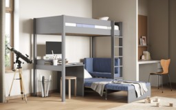 Noomi Tapio Grey Highsleeper With Blue Futon Sofa And Desk