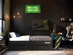 Recoil Alister Gaming Single Bed with Desk Charcoal & Green - thumbnail 3